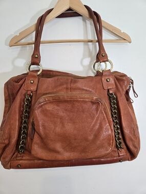 DXtouch Large Slouchy Italian Leather Hobo Bag Shoulder Satchel - Brown Boho